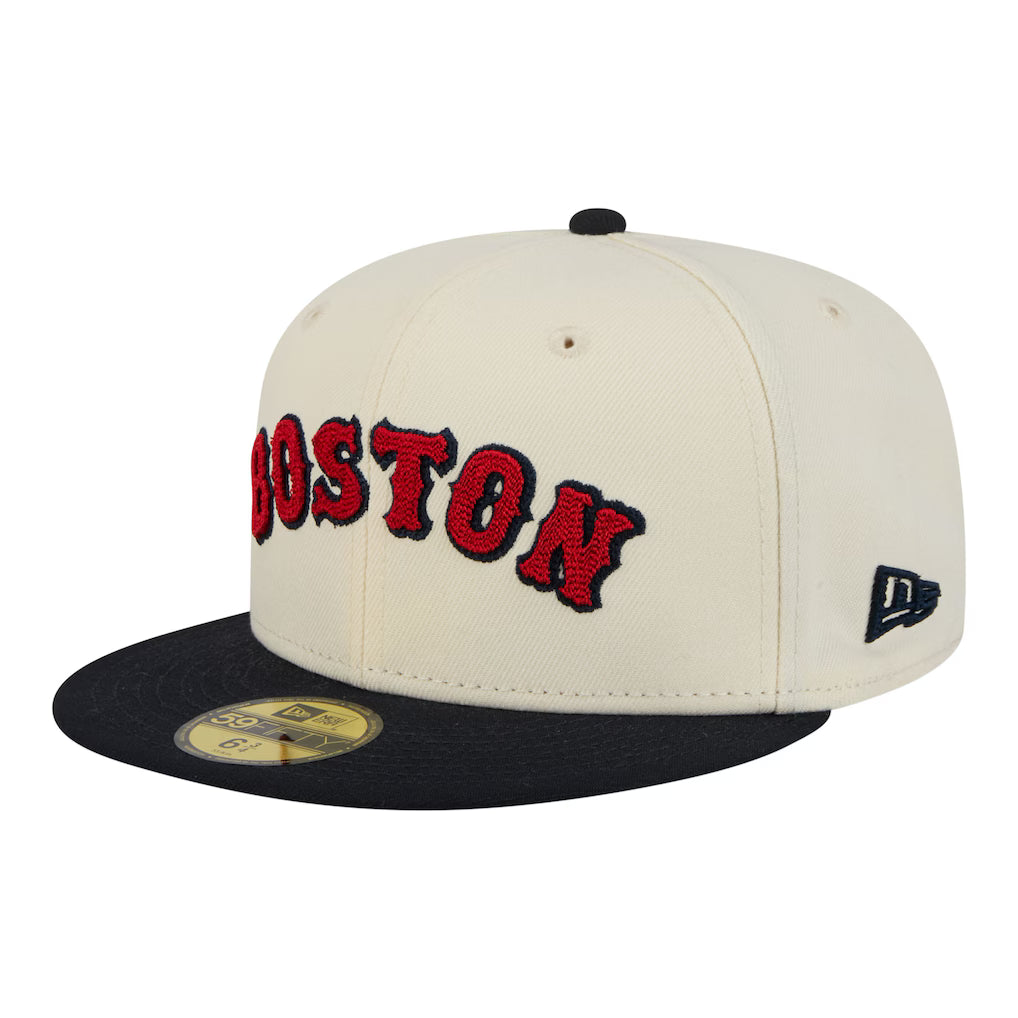 Men's Boston Red Sox New Era Cream Two-Tone Stitch 59FIFTYFitted Hat