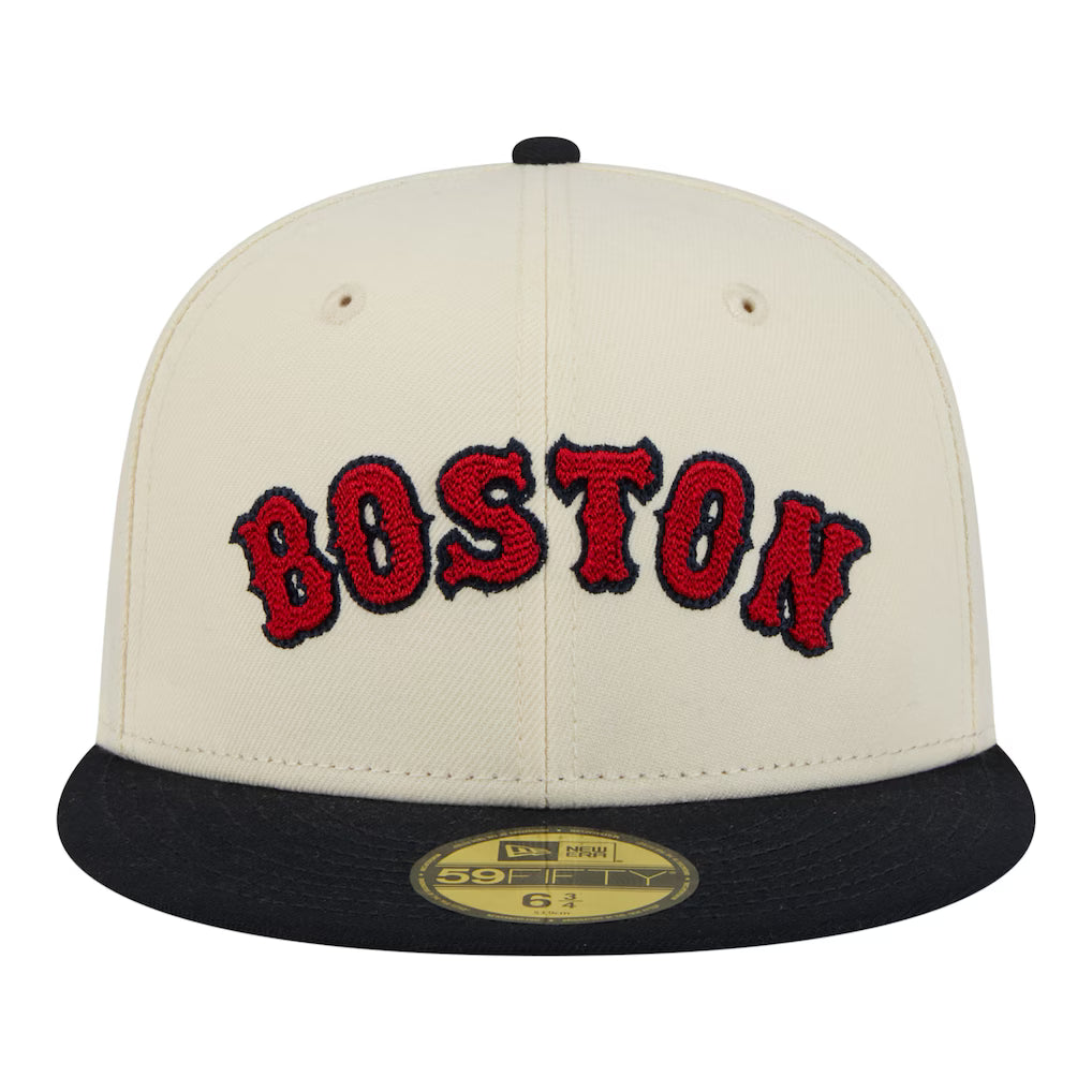Men's Boston Red Sox New Era Cream Two-Tone Stitch 59FIFTYFitted Hat