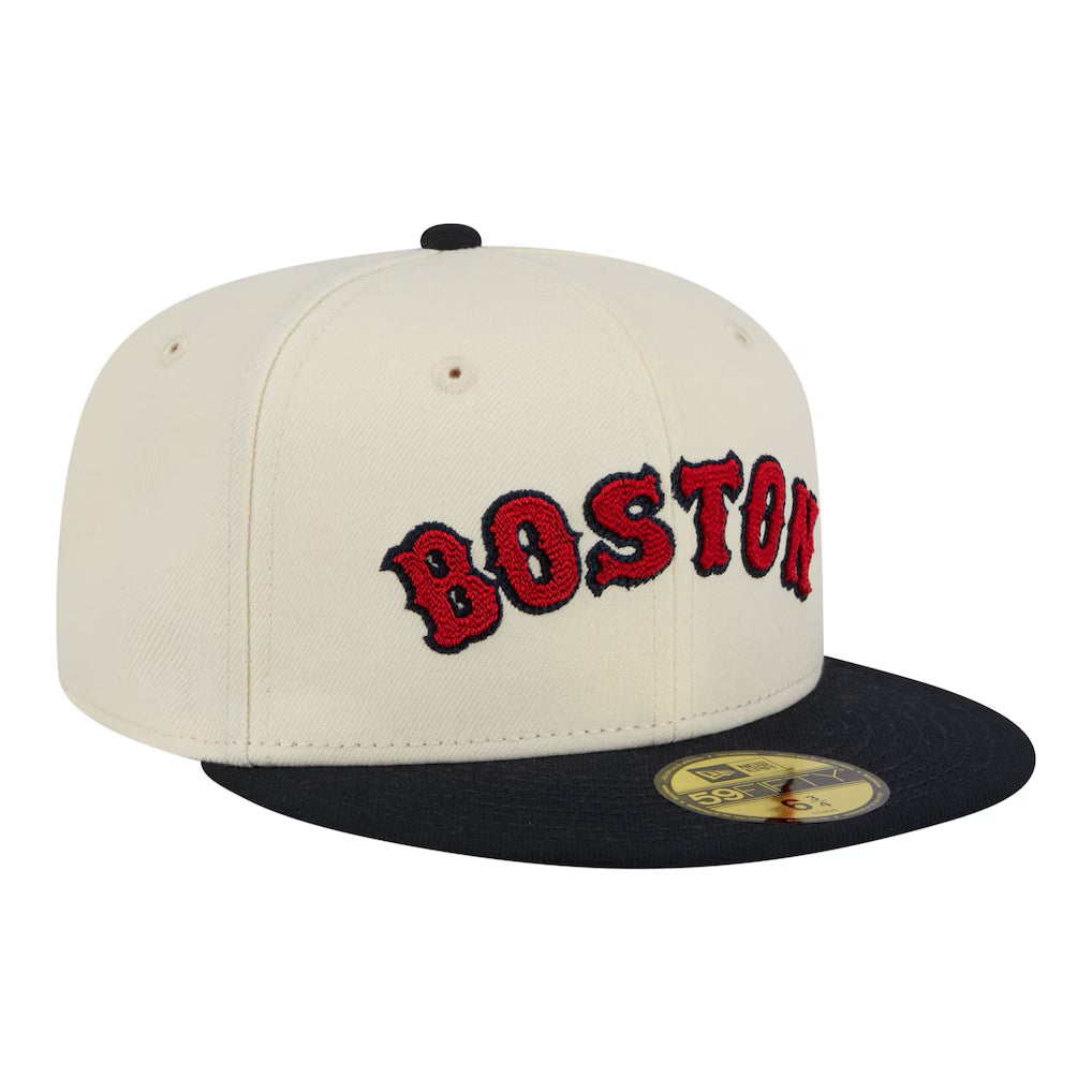 Men's Boston Red Sox New Era Cream Two-Tone Stitch 59FIFTYFitted Hat