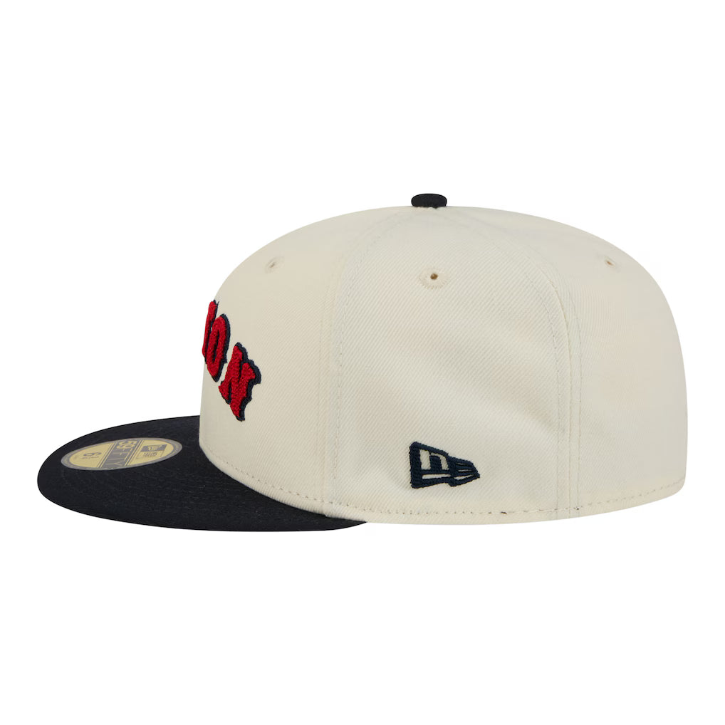 Men's Boston Red Sox New Era Cream Two-Tone Stitch 59FIFTYFitted Hat