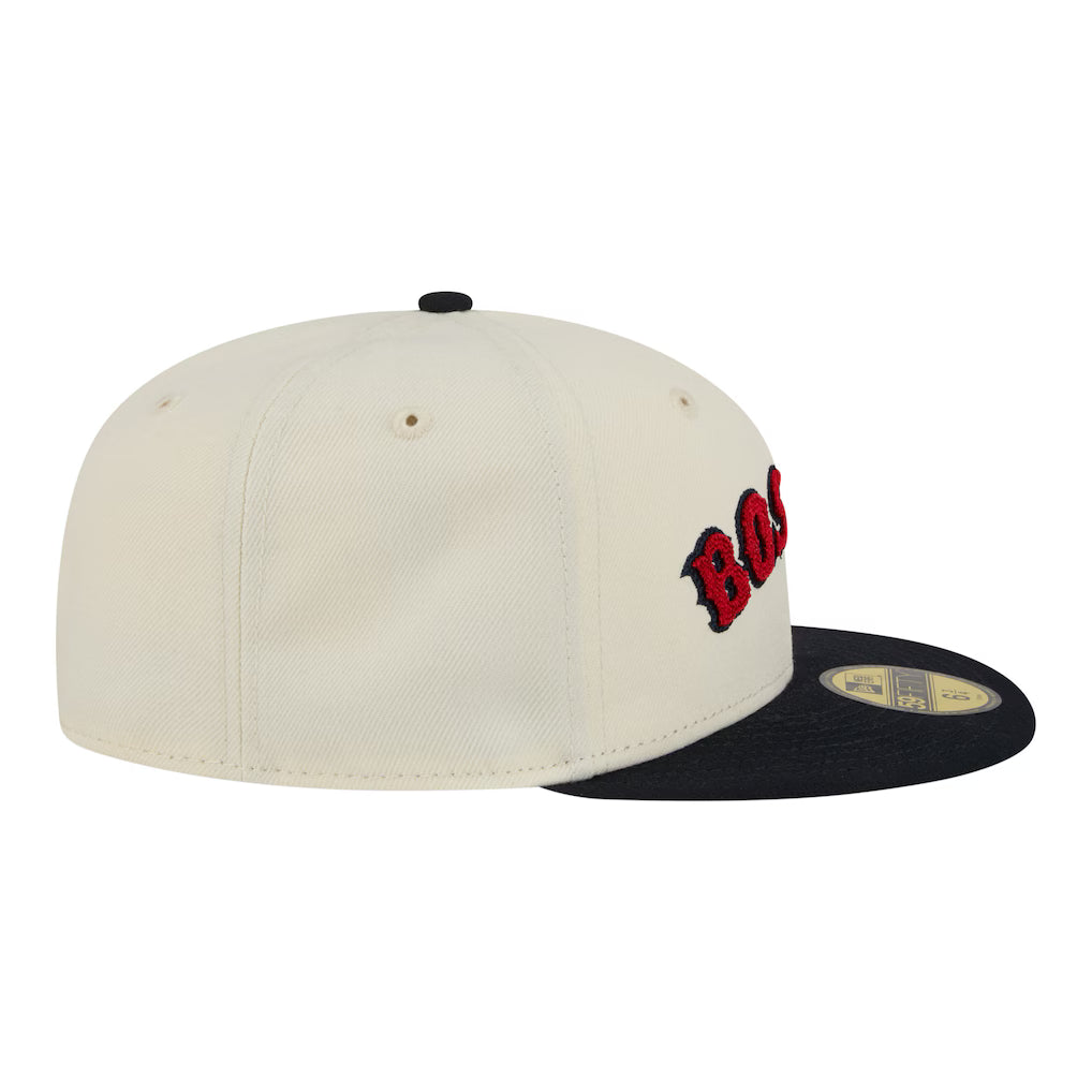 Men's Boston Red Sox New Era Cream Two-Tone Stitch 59FIFTYFitted Hat