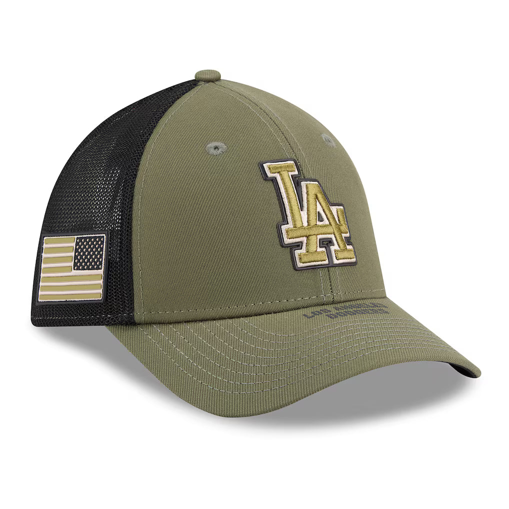 Men's Los Angeles Dodgers New Era Olive 2026 Armed ForcesDay 39THIRTY M-Crown Flex Hat