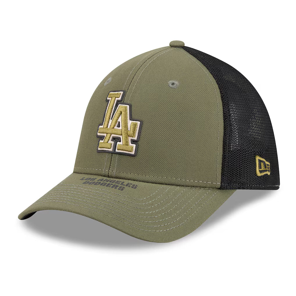Men's Los Angeles Dodgers New Era Olive 2026 Armed ForcesDay 39THIRTY M-Crown Flex Hat
